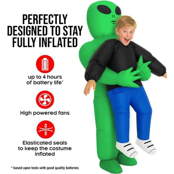 Morph Kids Alien Costume, Blow Up Inflatable Alien Costumes for Boys, Halloween - Picture 3 of 7